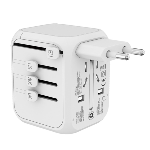 Универсальный адаптер для путешествий и дома сетевой USB Travel Adapter переходник для розеток Белый Универсальный адаптер для путешествий и дома сетевой USB Travel Adapter переходник для розеток Белый
