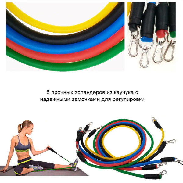 Платформа в наборі з еспандерами та фітнес гумками упори для віджимань із стрічковими та трубчастими еспандерами Платформа в наборі з еспандерами та фітнес гумками упори для віджимань із стрічковими та трубчастими еспандерами