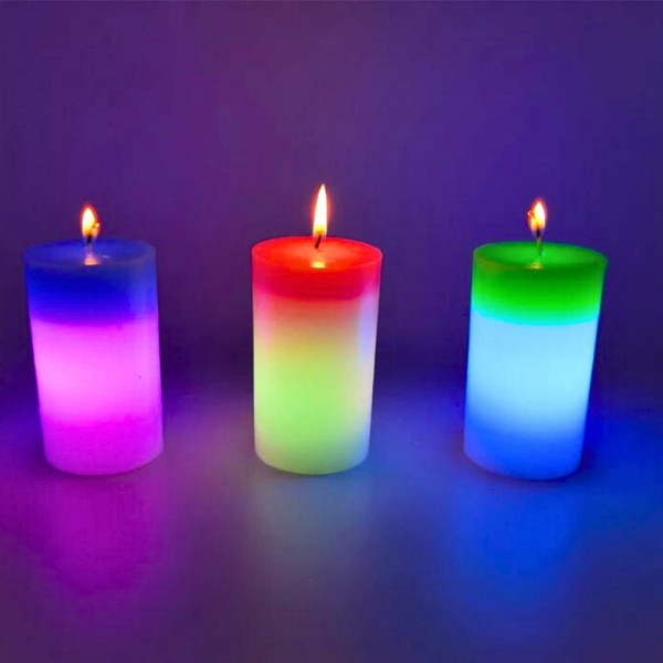 Свеча из воска с подсветкой светодиодная хамелеон Candled Magic LED меняющая цвет декоративная