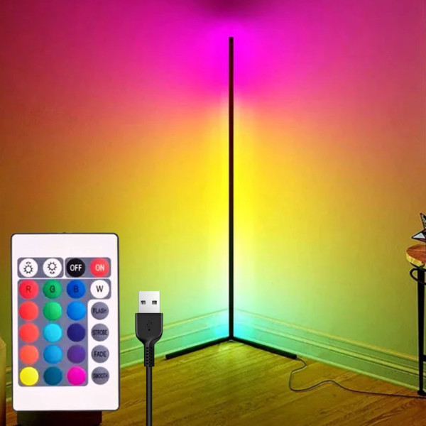 Кутовий світлодіодний RGB торшер підлоговий збірний 150см LED лампа з пультом і регулюванням яскравості