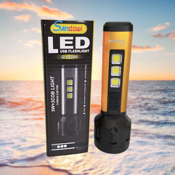 Фонарь ручной  Q-LED66 аккумуляторный LED фонарик 5W+3СОВ с usb-зарядкой компактный