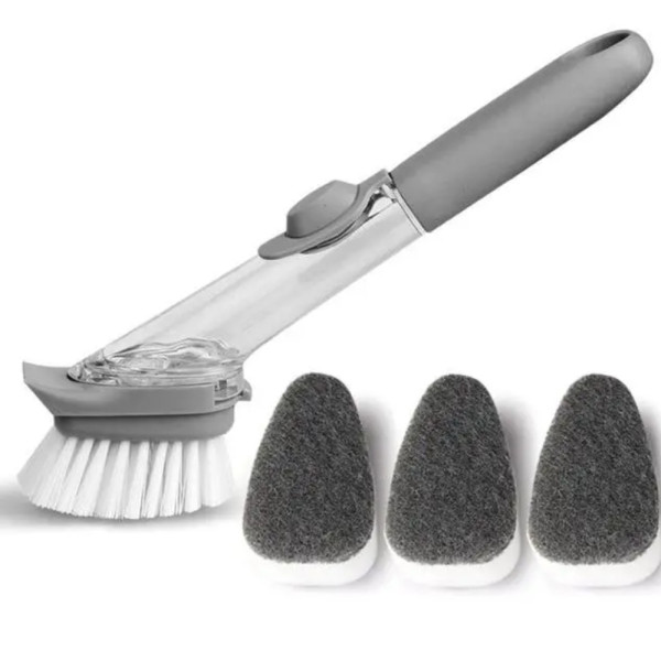 Щетка с дозатором для мытья посуды Automatic Decontamination Wok Brush многофункциональная с насадками Щетка с дозатором для мытья посуды Automatic Decontamination Wok Brush многофункциональная с насадками