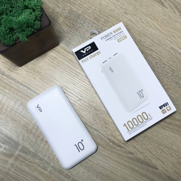 Повербанк Power Bank Портативный аккумулятор Powerbank 2USB Павер бенк Повер банк Veron Белый 10000 mAh