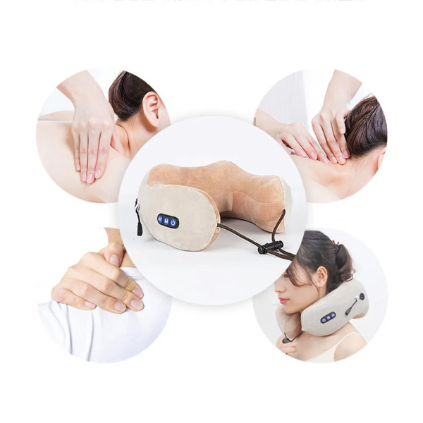 Массажная подушка для шеи U Shaped Massage Pillow Brown Массажер подкова ИК подогрев вибрация массаж роликовая Массажная подушка для шеи U Shaped Massage Pillow Brown Массажер подкова ИК подогрев вибрация массаж роликовая