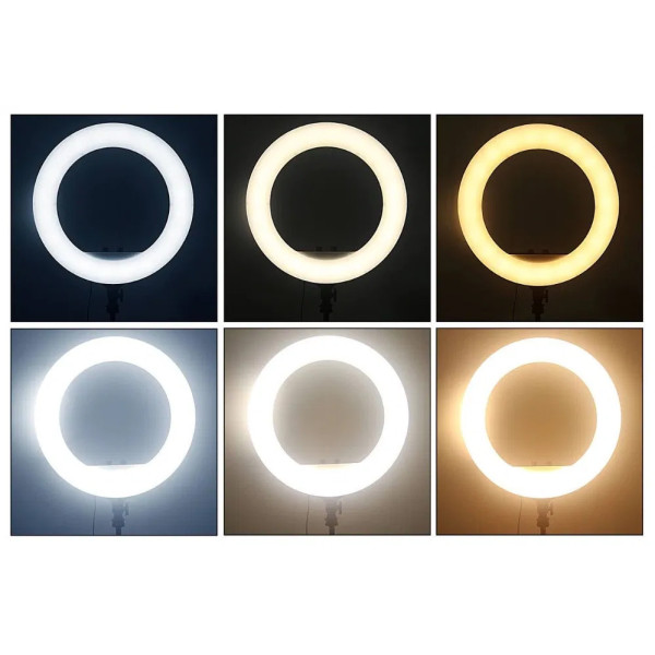 Кольцевая светодиодная LED лампа RING 45 см с тремя держателями для телефона блогера фото видео селфи кольцо