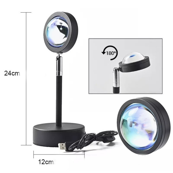 Проекционный светильник USB проектор атмосферная лампа для фото Sunset Lamp с пультом 16 цветов