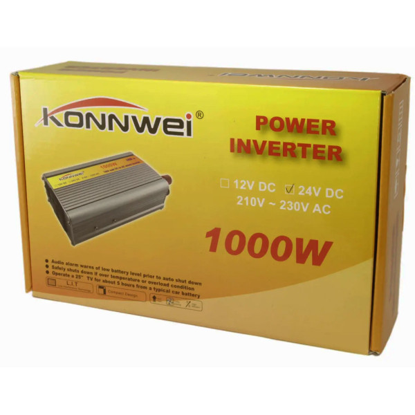 Преобразователь напряжения от аккумулятора KONNWEI 1000W инвертор автомобильный 24V-220V Преобразователь напряжения от аккумулятора KONNWEI 1000W инвертор автомобильный 24V-220V