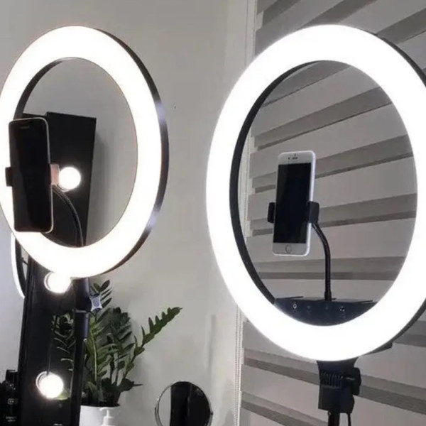 Кольцевая светодиодная лампа HQ18 45см с держателем для телефона LED 55Вт для фото и видео съемки