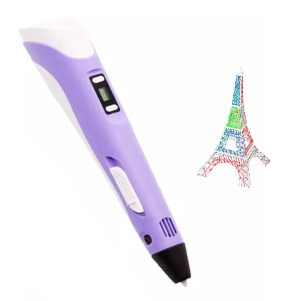 3D Ручка для дітей 3Д ручка 3-го покоління з дисплеєм LCD Pen 3 Набір з Еко Пластиком та трафаретом фіолетова 3D Ручка для дітей 3Д ручка 3-го покоління з дисплеєм LCD Pen 3 Набір з Еко Пластиком та трафаретом фіолетова