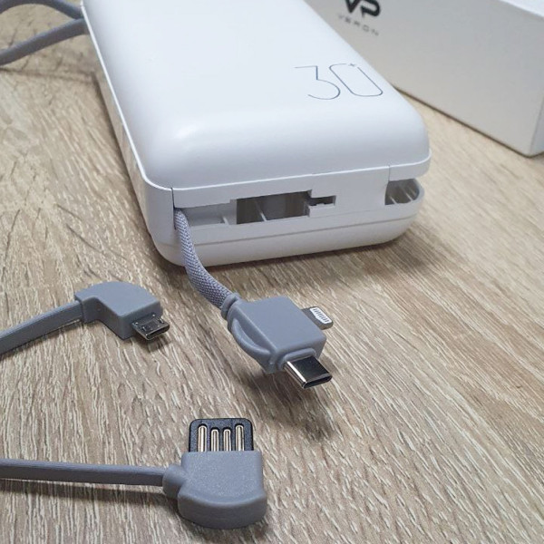 Powerbank Портативный Повербанк Veron 30000mAh Пауэрбанк для зарядки телефона Micro Type-c Lightning павербенк