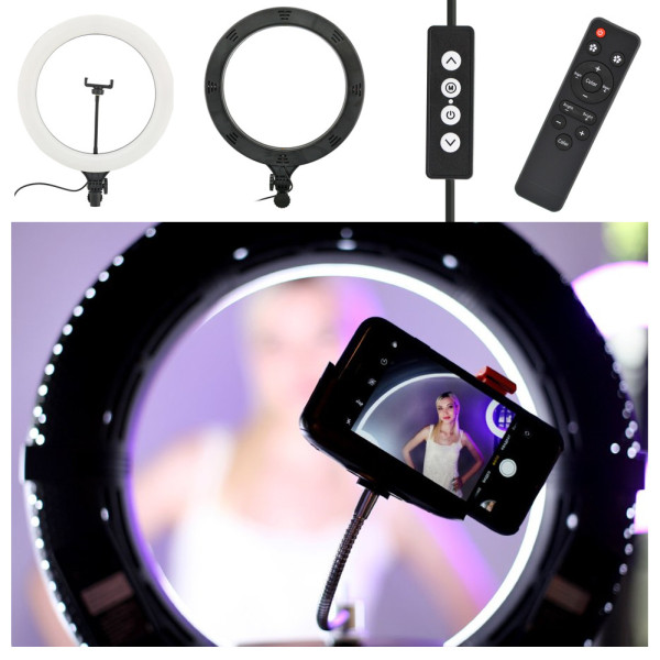 Профессиональная кольцевая светодиодная LED лампа А390 RING для блогера фото визажиста Селфи кольцо 39 см