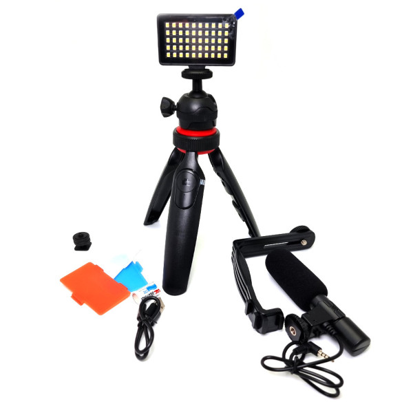 Набор для блогера Vlogger Kit штатив крепление для телефона микрофон LED свет комплект для видео со штативом