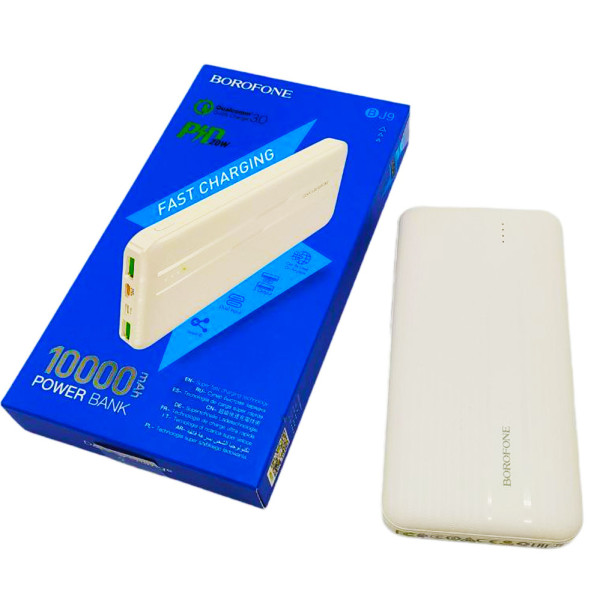 Портативный внешний аккумулятор BJ9 10000 mAh белый Power bank зарядное устройство повербанк usb Type-C