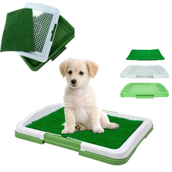 Туалет для собак трёхъярусный Puppy Potty Pad лоток для домашних животных с травой и решеткой 47х34х6см
