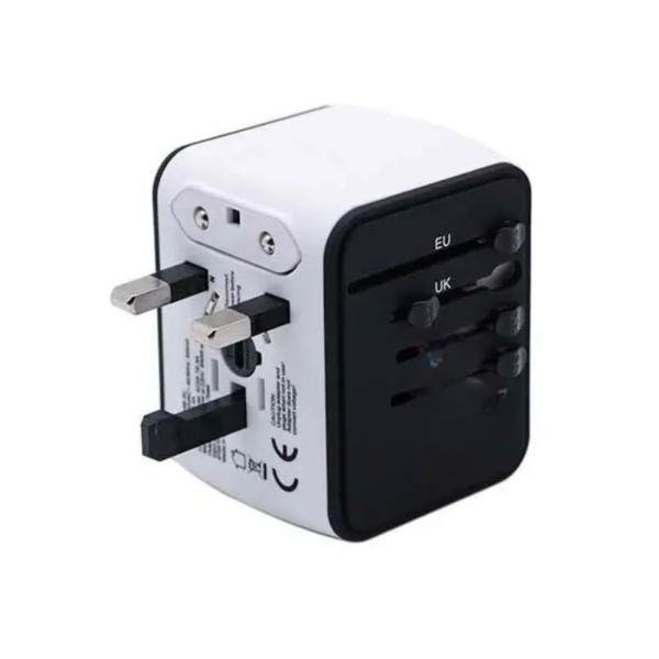 Универсальный сетевой адаптер для путешествий Adapter Travel Переходник для всех типов розеток USB Белый