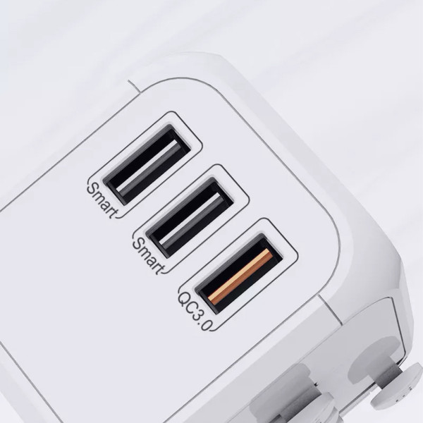 Универсальный адаптер для путешествий и дома сетевой USB Travel Adapter переходник для розеток Белый Универсальный адаптер для путешествий и дома сетевой USB Travel Adapter переходник для розеток Белый