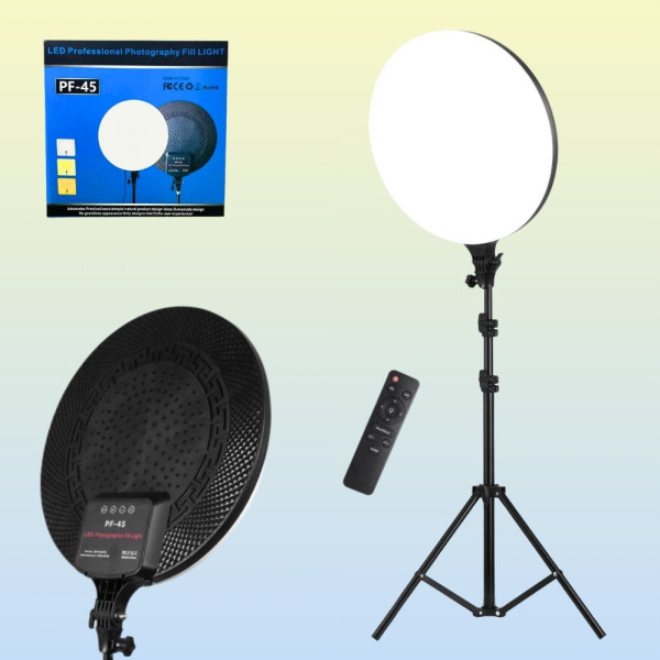 Круглая светодиодная лампа 45см с пультом и штативом 2м LED Fill Light PF-45 видеосвет для блогера визажиста Круглая светодиодная лампа 45см с пультом и штативом 2м LED Fill Light PF-45 видеосвет для блогера визажиста
