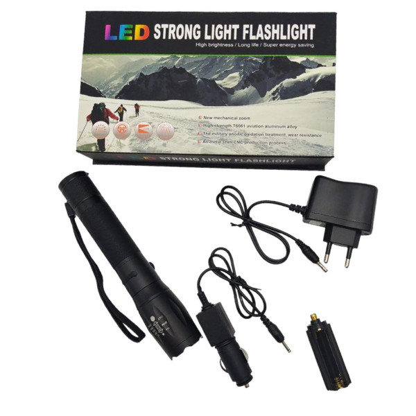 Фонарь ручной аккумуляторный STRONG LIGHT FLASHLIGHT 6061 фонарик с фокусировкой луча в металлическом корпусе Фонарь ручной аккумуляторный STRONG LIGHT FLASHLIGHT 6061 фонарик с фокусировкой луча в металлическом корпусе