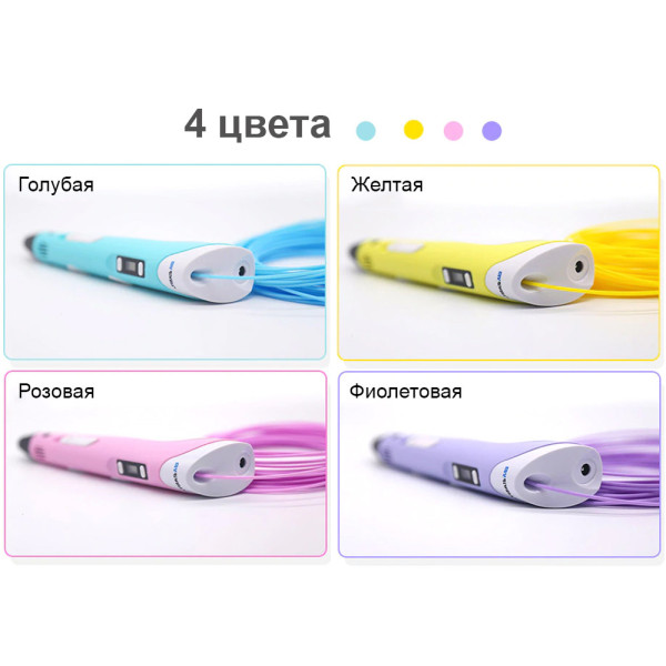 3D Ручка с пластиком 20 цветов Набор 3Д ручка 2-го поколения Pen 2 с дисплеем LCD Розовая Для детей