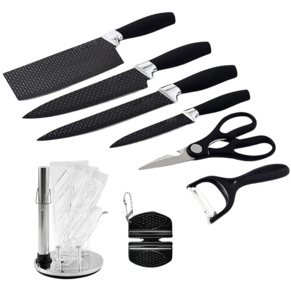 Набор ножей кухонных Knife set 8 предметов с подставкой и точилкой Набор ножей кухонных Knife set 8 предметов с подставкой и точилкой