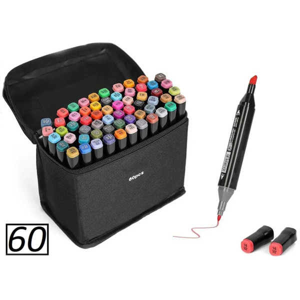 Скетч маркеры SKETCHMARKER 60 цветов Набор для рисования и дизайна двусторонних маркеров на спиртовой основе