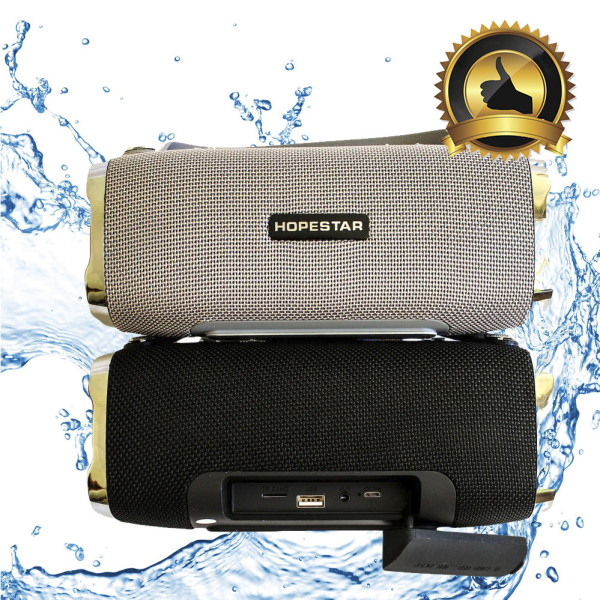 Портативная беспроводная Bluetooth колонка Hopestar H24 (Синяя). Мощная, USB, FM, стерео акустика. Спикерфон