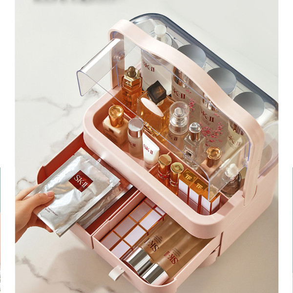 Органайзер для косметики настольный Двухъярусный бокс Cosmetic Storage Box LD-288 Розовый