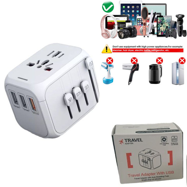 Универсальный адаптер для путешествий и дома сетевой USB Travel Adapter переходник для розеток Белый Универсальный адаптер для путешествий и дома сетевой USB Travel Adapter переходник для розеток Белый