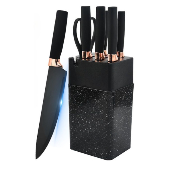 Набор кухонных ножей на подставке Knife Set 7 предметов из нержавеющей стали Набор кухонных ножей на подставке Knife Set 7 предметов из нержавеющей стали