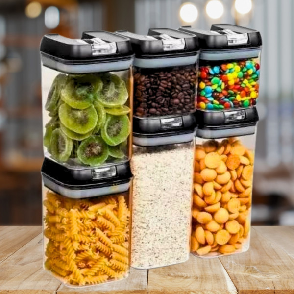 Набор герметичных контейнеров Food storage 6 шт пластиковые Органайзер для хранения сыпучих продуктов и круп