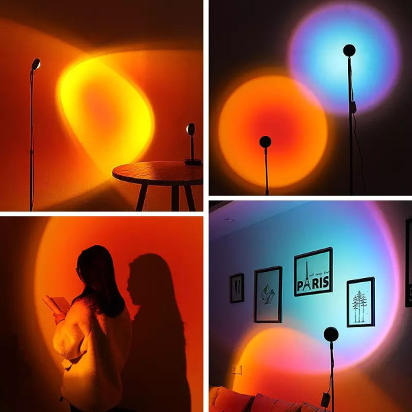 Проекционный светильник USB проектор атмосферная лампа для фото Sunset Lamp с пультом 16 цветов