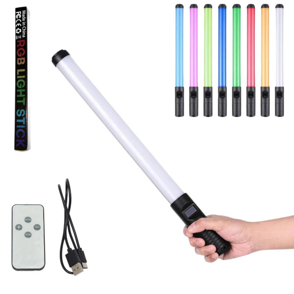 Лампа Led аккумуляторная меч RGB Light Stick светодиодная разноцветная лампа палка с пультом для фото и видео