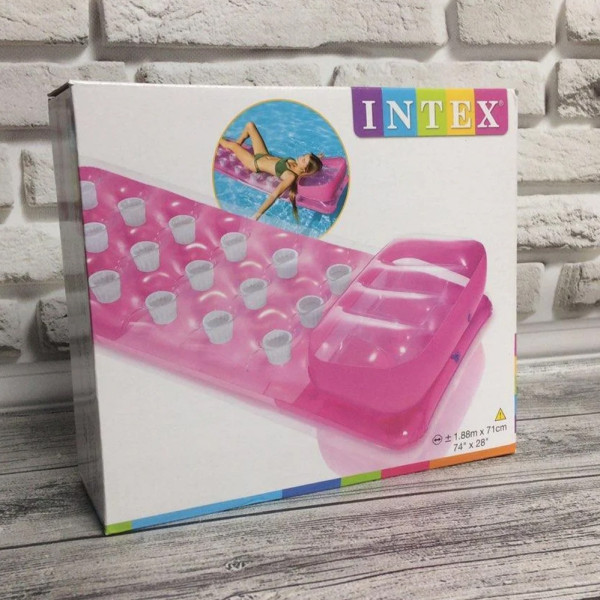 Матрас надувной Intex Стаканчики для пляжа отдыха на море в бассейне Розовый Пляжные надувные матрасы Матрас надувной Intex Стаканчики для пляжа отдыха на море в бассейне Розовый Пляжные надувные матрасы
