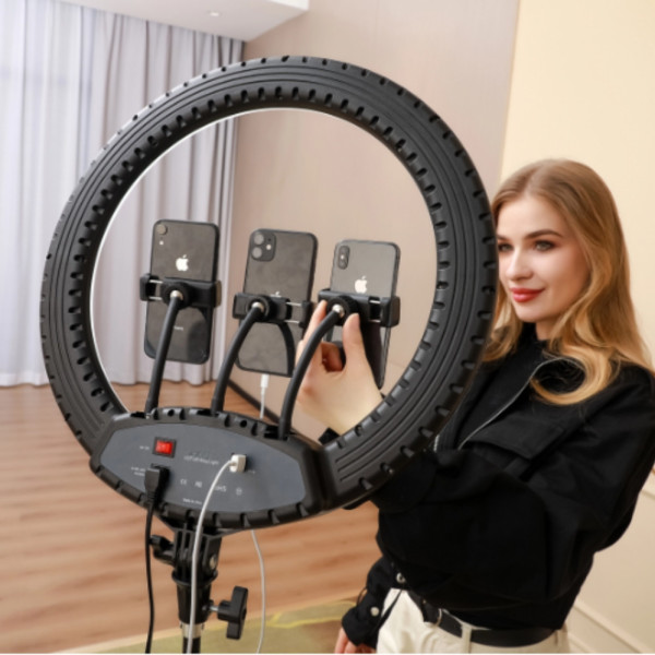 Кольцевая светодиодная лампа HQ-19NS 47 см с пультом сумкой и 3 держателями LED лампа для фото и видео