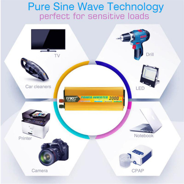 Преобразователь инвертор от аккумулятора 12V-220V Power Inverter напряжения 2000W автомобильный Преобразователь инвертор от аккумулятора 12V-220V Power Inverter напряжения 2000W автомобильный