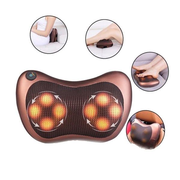 Масажна подушка для шиї і спини 8 роликів Massage pillow Роликовий масажер-подушка для тіла з підігрівом