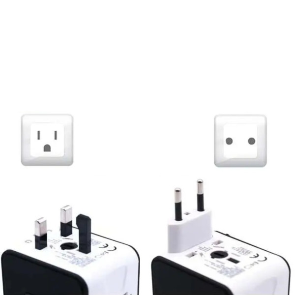 Универсальный сетевой адаптер для путешествий Adapter Travel Переходник для всех типов розеток USB Белый