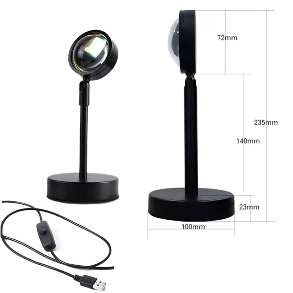 Проекционный светильник Sunset Lamp закат USB проектор атмосферная лампа для фото металлическая