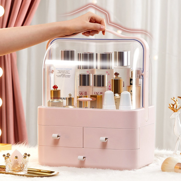 Органайзер для косметики настольный Двухъярусный бокс Cosmetic Storage Box LD-288 Розовый