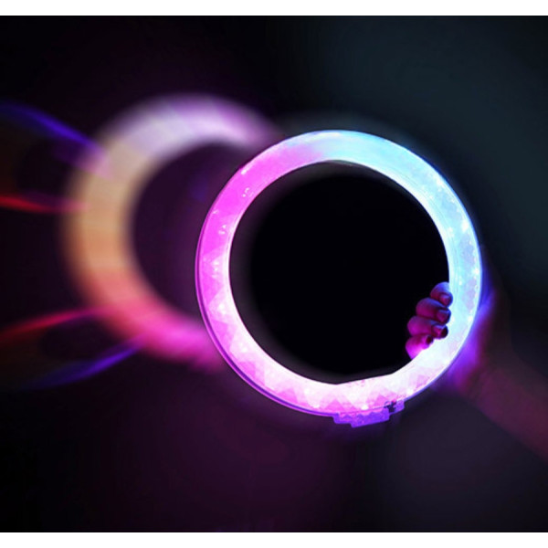 Светодиодная лампа кольцевая 3D RGB 26 см цветная двухсторонняя LED Селфи кольцо для фото блогеров от usb