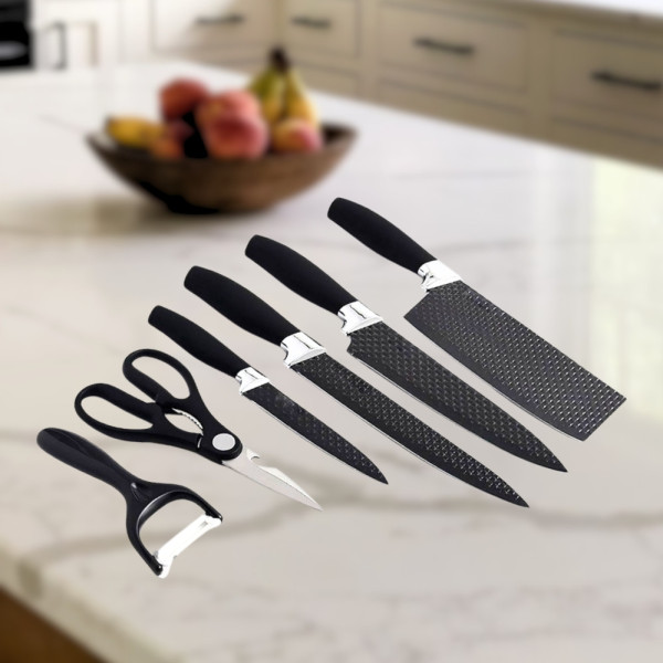 Набор ножей кухонных Knife set 8 предметов с подставкой и точилкой Набор ножей кухонных Knife set 8 предметов с подставкой и точилкой