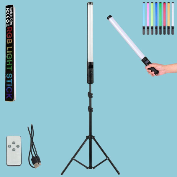 Лампа Led аккумуляторная меч RGB Light Stick с пультом и штативом 2м светодиодная разноцветная лампа палка