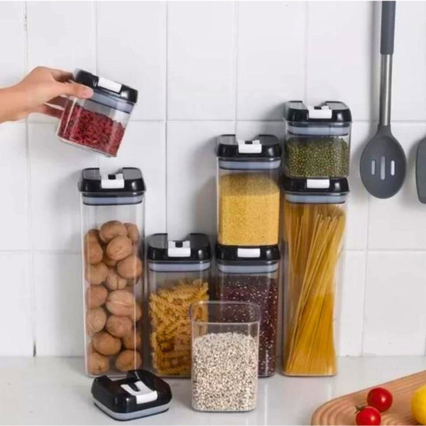 Набор герметичных контейнеров Food storage 6 шт пластиковые Органайзер для хранения сыпучих продуктов и круп