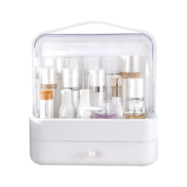 Органайзер стойка для косметики с защитой от влаги и пыли настольный Cosmetic Storage Box LD-388 Серый