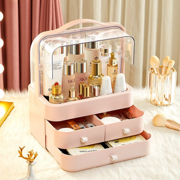 Органайзер для косметики настольный Двухъярусный бокс Cosmetic Storage Box LD-288 Розовый