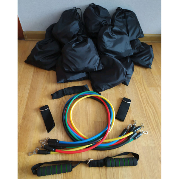 Набор трубчатых эспандеров для упражнений фитнеса и спорта Power Bands 5 жгутов Бубновского чехол резинки