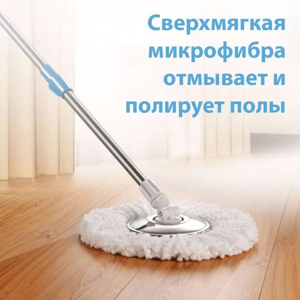 Швабра з відром та автоматичним віджиманням полосканням Spin Mop турбо швабра ледарка з центрифугою