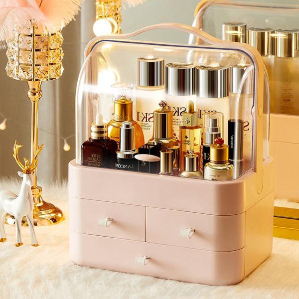Органайзер для косметики настольный Двухъярусный бокс Cosmetic Storage Box LD-288 Розовый