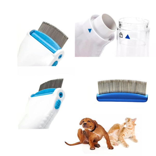 Расческа электрическая для удаления вшей и блох V-Comb Licetec с вытяжкой электро гребень от паразитов белый