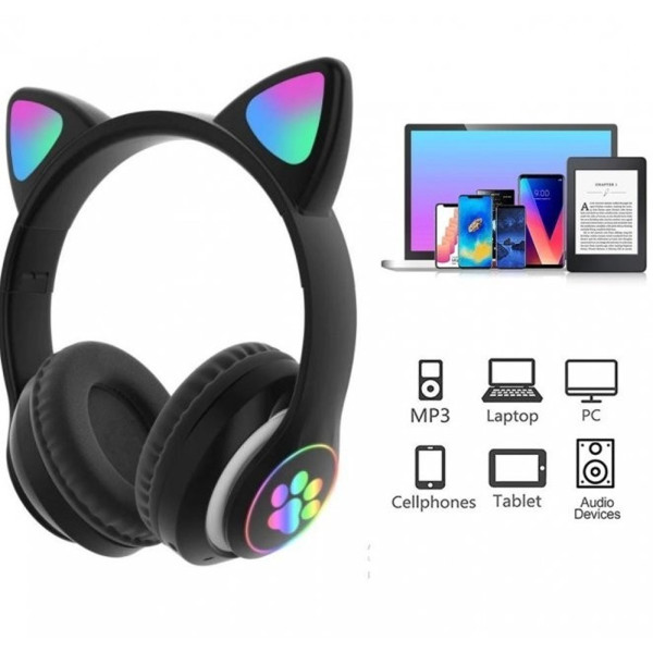 Наушники с ушками беспроводные Cat Ear VZV-23M детские наушники кошачьи ушки с микрофоном